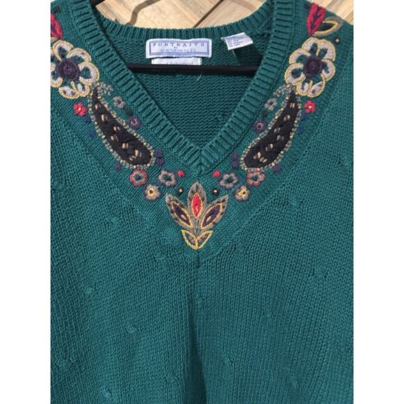 Portraits Northern Isles Petites Hand Knit LongSleeved Sweater W Pockets Medium - Picture 2 of 5